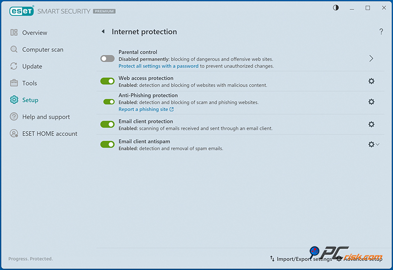 ESET Proteção na Internet