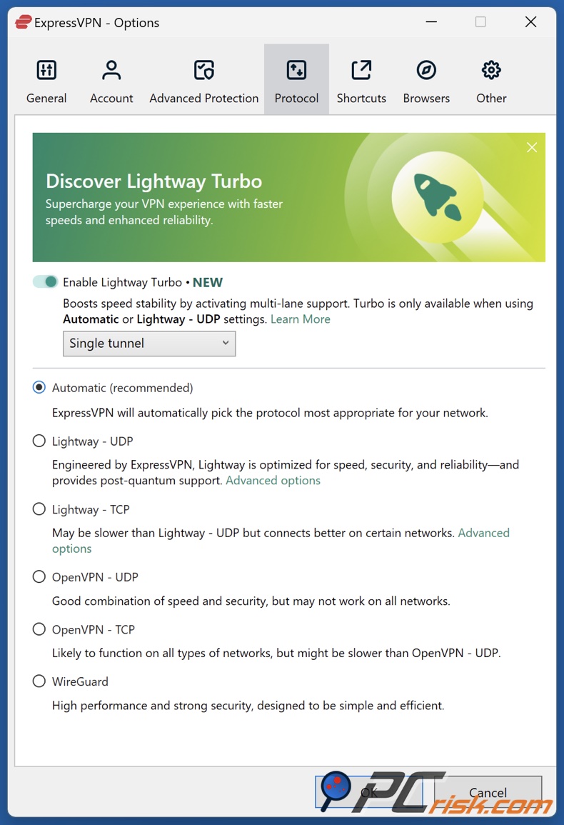 ExpressVPN Lightway protocolo
