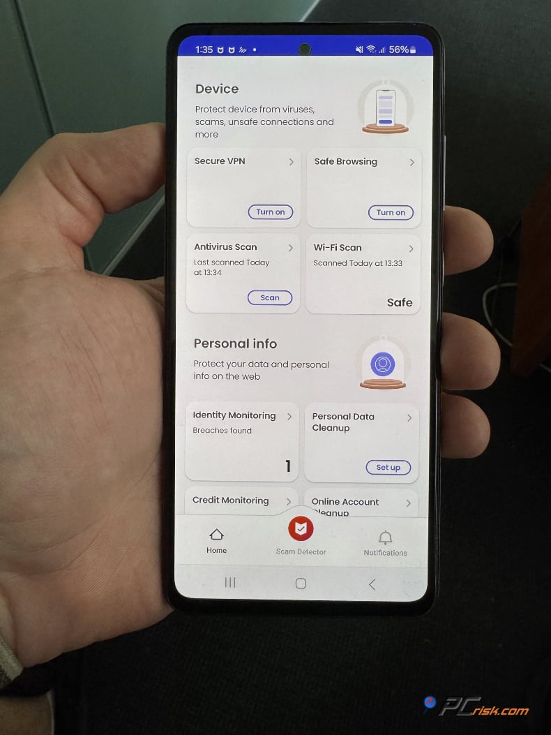 mcafee android versão