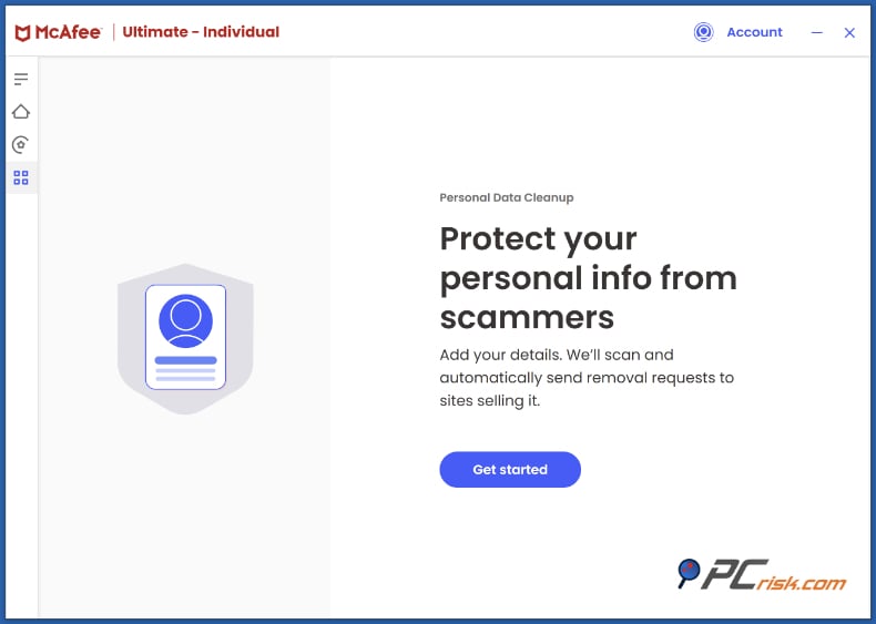 mcafee limpeza de dados pessoais