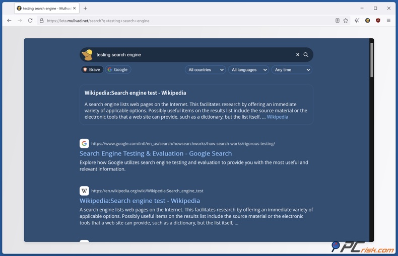 Mullivad Leta motor de busca