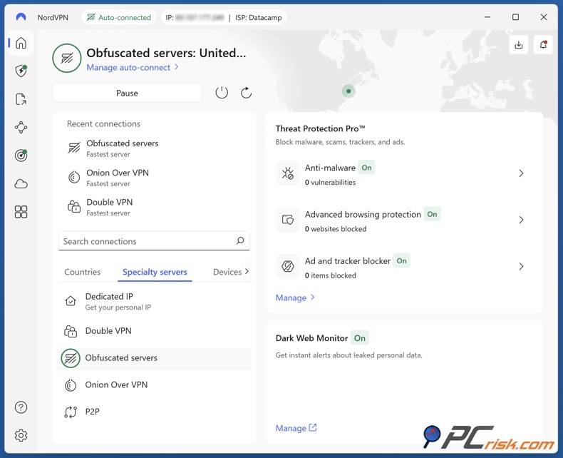 NordVPN Servidores ofuscados