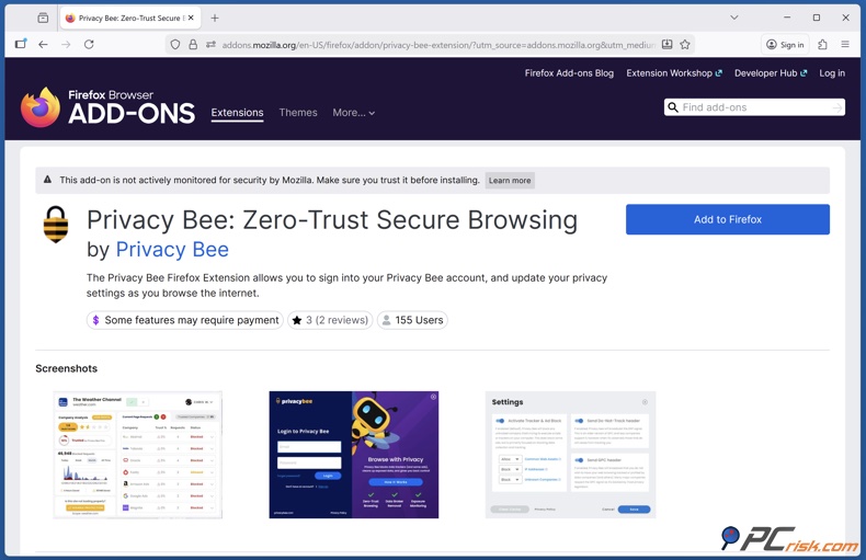 Privacy Bee Extensão de navegação segura Sero Trust