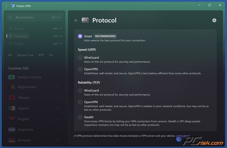 Proton VPN Protocolos