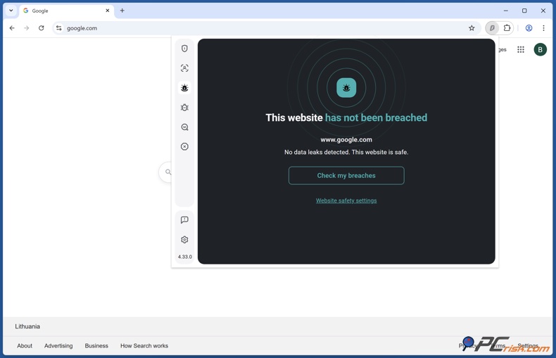 CleanWeb alerta de extensão