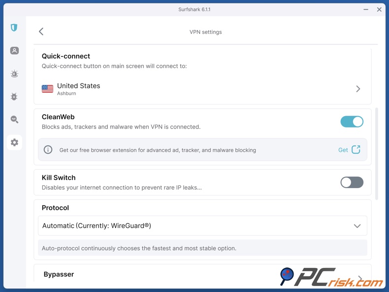 Ativar o CleanWeb no Surfshark VPN