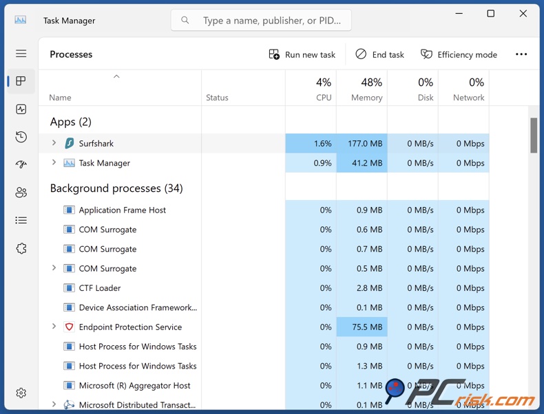 Surfshark VPN utilização dos recursos do ambiente de trabalho