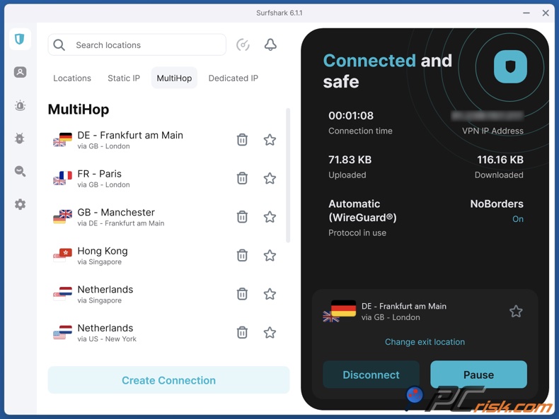 Surfshark aplicação para computador MultiHop