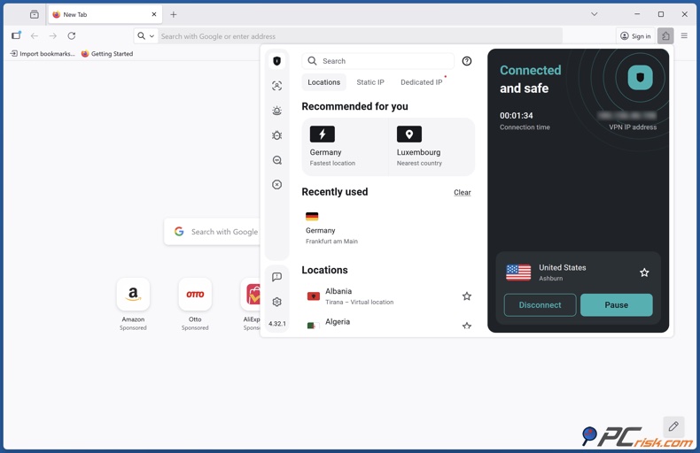 Surfshark VPN extensão for Firefox