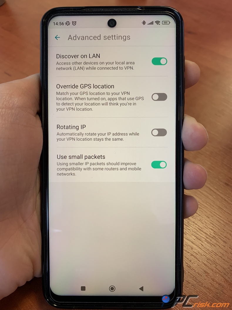 Surfshark para Android Substituir localização GPS