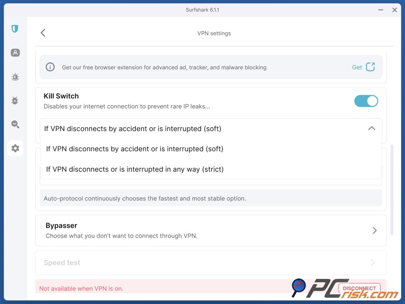 Surfshark Interruptor de emergência