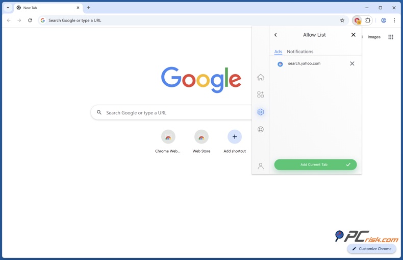 Total Adblock lista de permissões