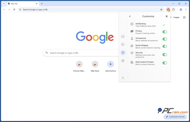 Total Adblock personalização