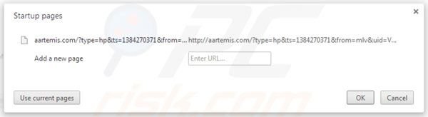 Remover o vírus Aartemis da página inicial do Google Chrome