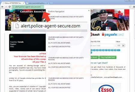 O bloqueador do navegador ransomware usa o alerta cloudflare de agente policial de segurança