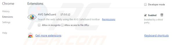 Remova os redirecionamentos de AVG Search das extensões do Google Chrome