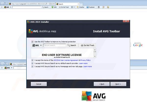 Redirecionamento AVG Search