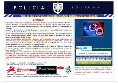 Portugal navegador bloqueado