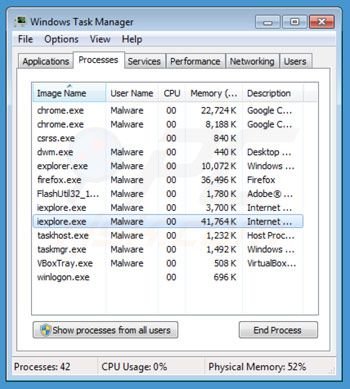 processos do navegador de Internet