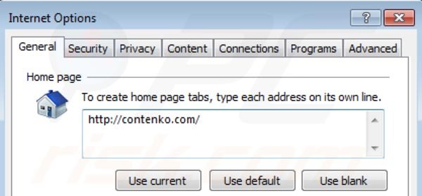 Remover contenko.com da página inicial do Internet Explorer
