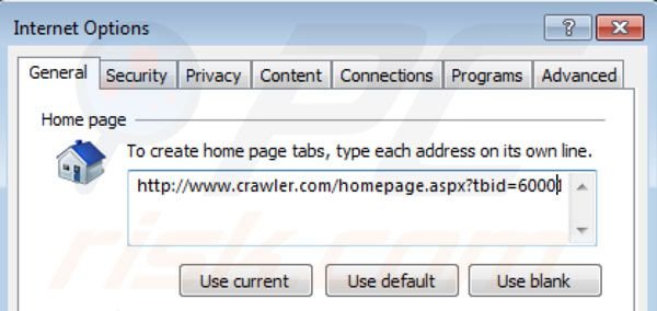 Remova crawler.com da página inicial do Internet Explorer