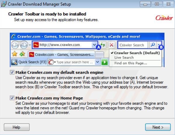 instalador de adware Crawler.com
