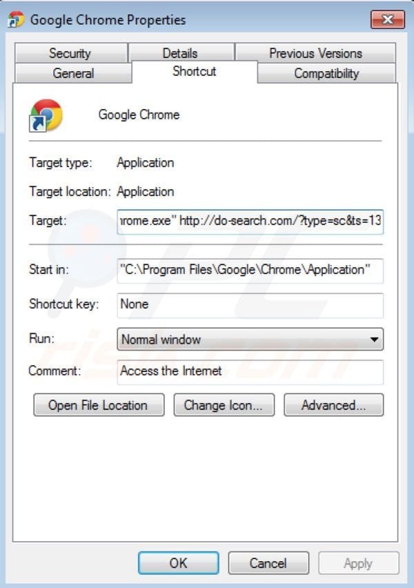 Remover Do-search.com do atalho do Google Chrome
