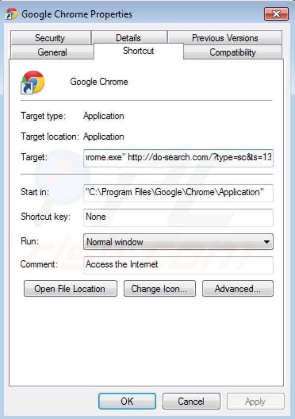 Remover Do-search.com do atalho do Google Chrome