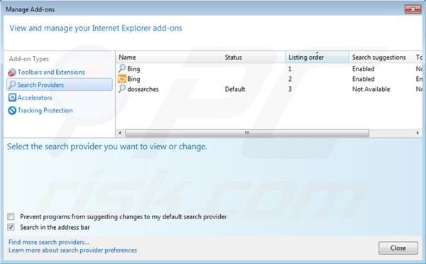 Remover DoSearches do Internet Explorer configurações de busca padrão