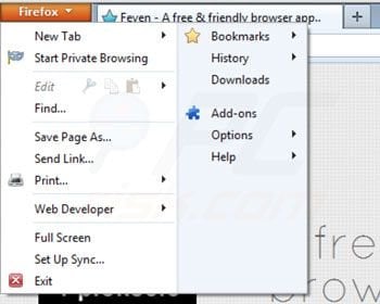 Remover Feven do Mozilla Firefox passo 1
