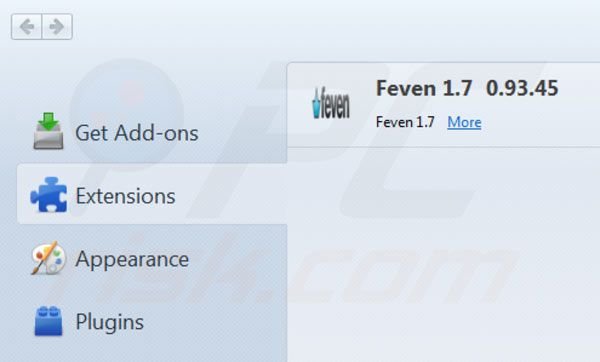 Remover Feven do Mozilla Firefox passo 2
