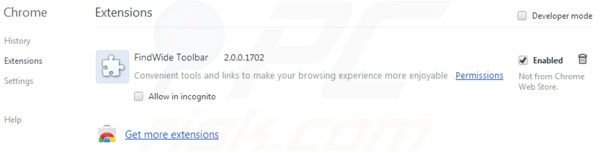 Remover Search.findwide.com das extensões do Google Chrome