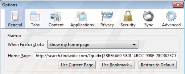 Remover Search.findwide.com da página inicial do Mozilla FireFox