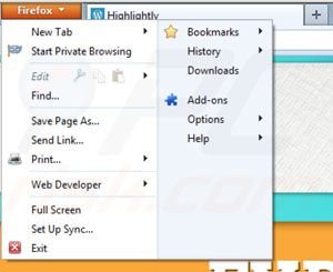 Remover Highlightly das extensões do Mozilla FireFox passo 1
