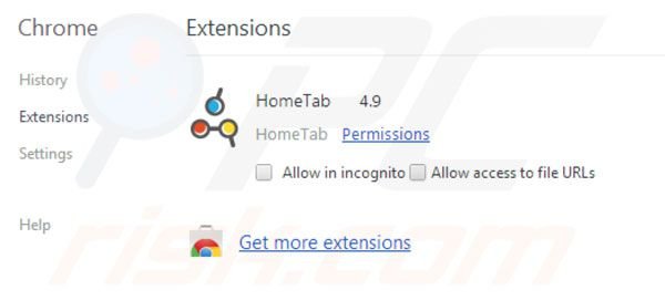 Remova HomeTab das extensões do Google Chrome passo 2