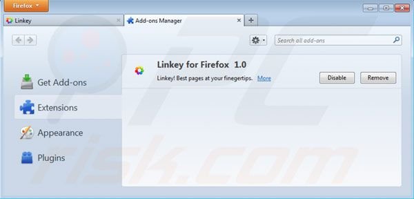 Remova Linkey do Mozilla Firefox passo 2