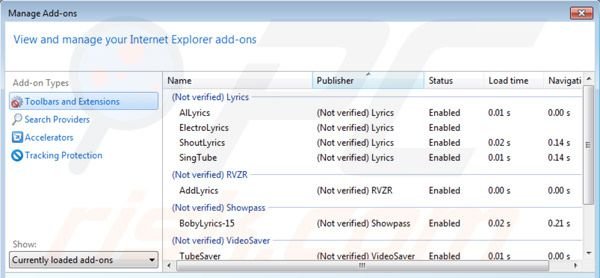 Remover o vírus Lyrics do Internet Explorer passo 2
