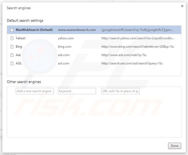 Remover Maxwebsearch.com das configurações do motor de busca padrão do Google Chrome
