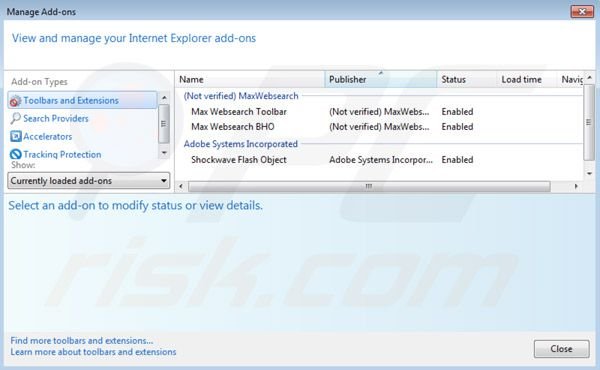 Remover Maxwebsearch.com das extensões Internet Explorer