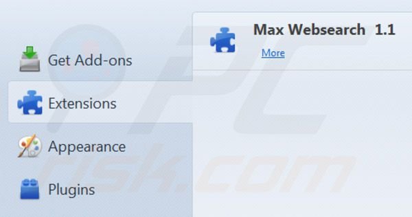 Remover Maxwebsearch.com das extensões do Mozilla Firefox