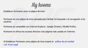 Instalador do vírus de redirecionamento Myhoome.com