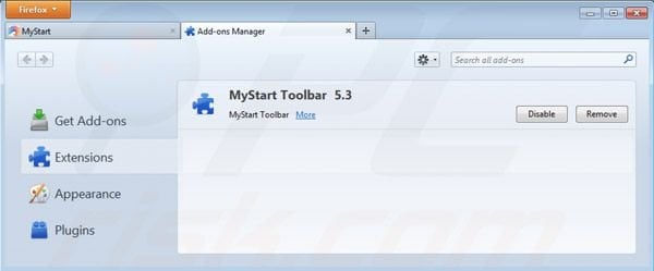 Remover Mystart.com das extensões do FireFox