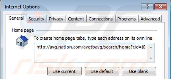 Página inicial Nation search no Internet Explorer