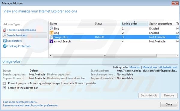 Remover Omiga plus das configurações da página inicial do Internet Explorer