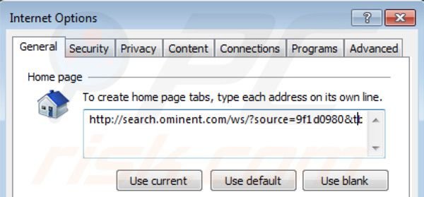Remover search.ominent.com da página inicial do Internet Explorer