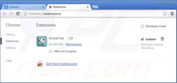 Remover Rocket Tab do Google Chrome passo 2