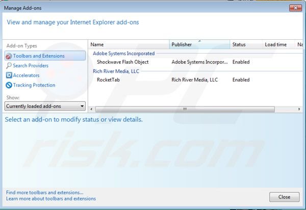 Remover anúncios Rocket Tab do Internet Explorer passo 2