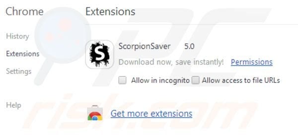 Remover Scorpion Saver das extensões do Google Chrome passo 2