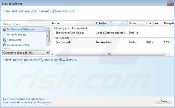 Remover websearch.searchbomb.info das extensões do Internet Explorer