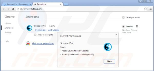 Remover Shopper Pro do Google Chrome passo 2